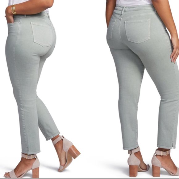 NYDJ Curves 360   SLIM Straight Ankle Jean BEIGE 26s $109 Petite Short NEW - Picture 3 of 13